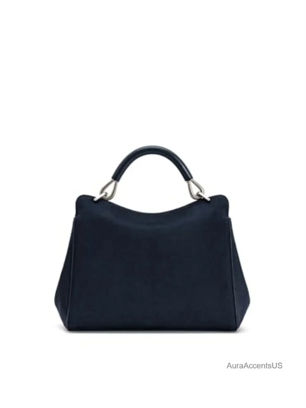 Faux Suede Top Handle Bag Crossbody with Detachable Strap Silver Hardware